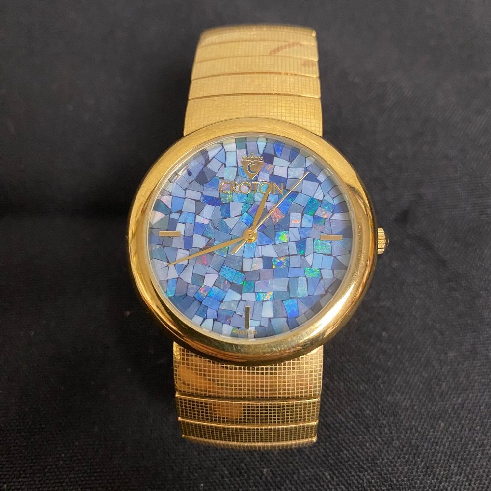 Unisex Croton Gold Tone with Blue Opal Dial